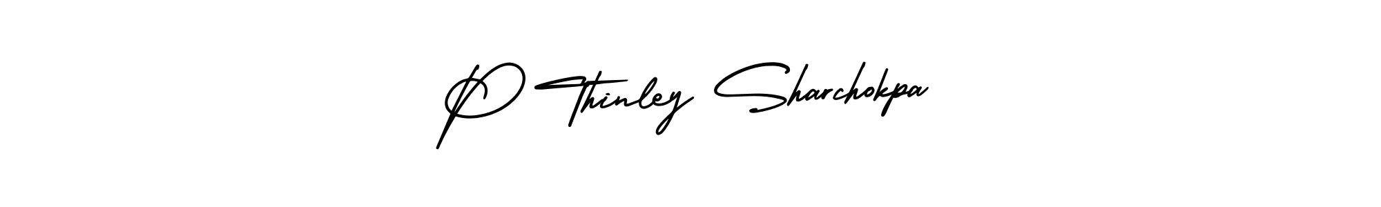 The best way (AmerikaSignatureDemo-Regular) to make a short signature is to pick only two or three words in your name. The name P Thinley Sharchokpa include a total of six letters. For converting this name. P Thinley Sharchokpa signature style 3 images and pictures png