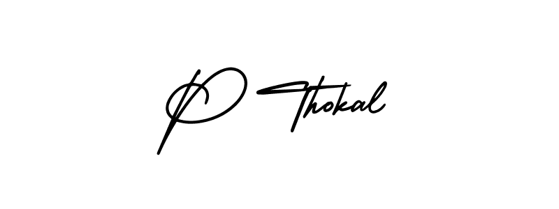P Thokal stylish signature style. Best Handwritten Sign (AmerikaSignatureDemo-Regular) for my name. Handwritten Signature Collection Ideas for my name P Thokal. P Thokal signature style 3 images and pictures png