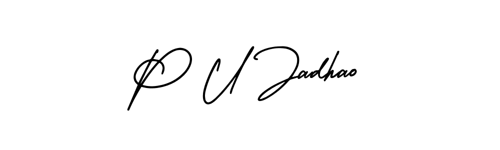 Make a beautiful signature design for name P U Jadhao. With this signature (AmerikaSignatureDemo-Regular) style, you can create a handwritten signature for free. P U Jadhao signature style 3 images and pictures png