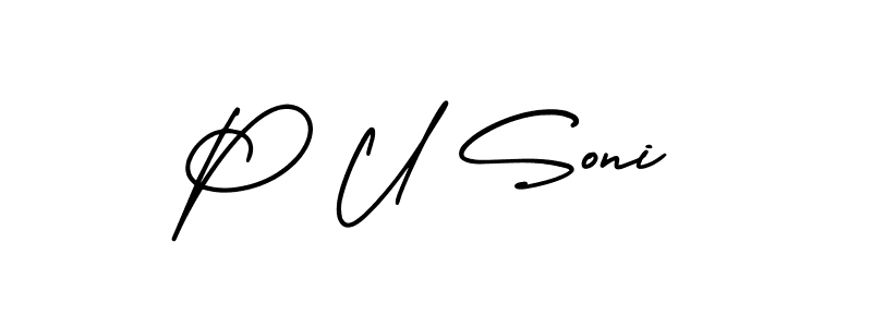 How to make P U Soni signature? AmerikaSignatureDemo-Regular is a professional autograph style. Create handwritten signature for P U Soni name. P U Soni signature style 3 images and pictures png