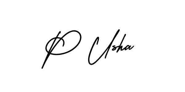 How to make P Usha signature? AmerikaSignatureDemo-Regular is a professional autograph style. Create handwritten signature for P Usha name. P Usha signature style 3 images and pictures png