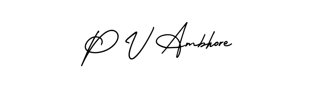if you are searching for the best signature style for your name P V Ambhore. so please give up your signature search. here we have designed multiple signature styles  using AmerikaSignatureDemo-Regular. P V Ambhore signature style 3 images and pictures png