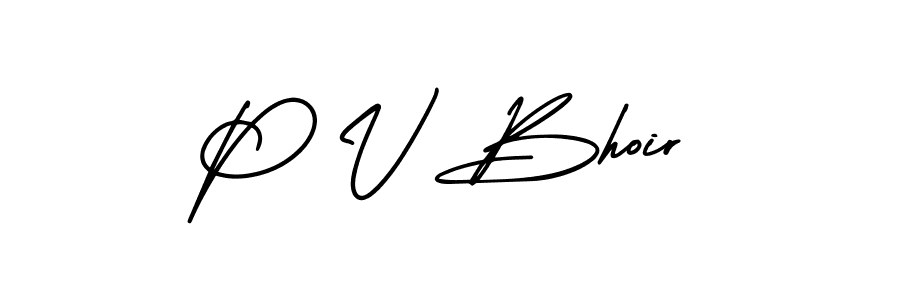 This is the best signature style for the P V Bhoir name. Also you like these signature font (AmerikaSignatureDemo-Regular). Mix name signature. P V Bhoir signature style 3 images and pictures png