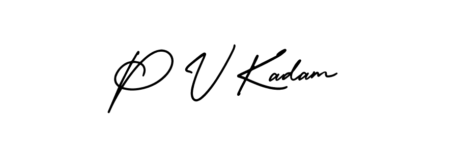 Use a signature maker to create a handwritten signature online. With this signature software, you can design (AmerikaSignatureDemo-Regular) your own signature for name P V Kadam. P V Kadam signature style 3 images and pictures png