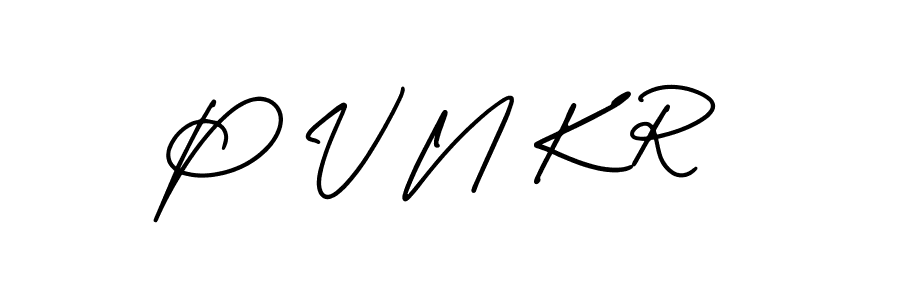 The best way (AmerikaSignatureDemo-Regular) to make a short signature is to pick only two or three words in your name. The name P V N K R include a total of six letters. For converting this name. P V N K R signature style 3 images and pictures png