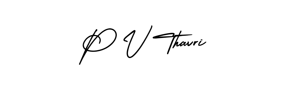 Use a signature maker to create a handwritten signature online. With this signature software, you can design (AmerikaSignatureDemo-Regular) your own signature for name P V Thavri. P V Thavri signature style 3 images and pictures png