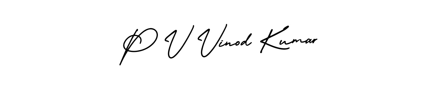 Create a beautiful signature design for name P V Vinod Kumar. With this signature (AmerikaSignatureDemo-Regular) fonts, you can make a handwritten signature for free. P V Vinod Kumar signature style 3 images and pictures png