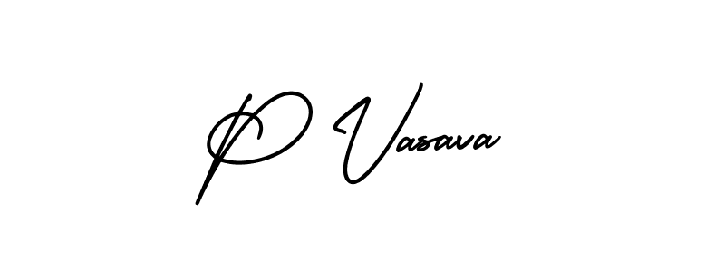 Similarly AmerikaSignatureDemo-Regular is the best handwritten signature design. Signature creator online .You can use it as an online autograph creator for name P Vasava. P Vasava signature style 3 images and pictures png