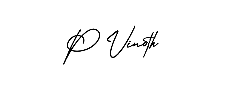 Also we have P Vinoth name is the best signature style. Create professional handwritten signature collection using AmerikaSignatureDemo-Regular autograph style. P Vinoth signature style 3 images and pictures png