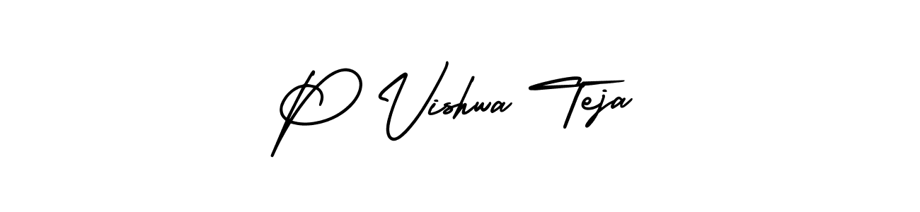 Create a beautiful signature design for name P Vishwa Teja. With this signature (AmerikaSignatureDemo-Regular) fonts, you can make a handwritten signature for free. P Vishwa Teja signature style 3 images and pictures png