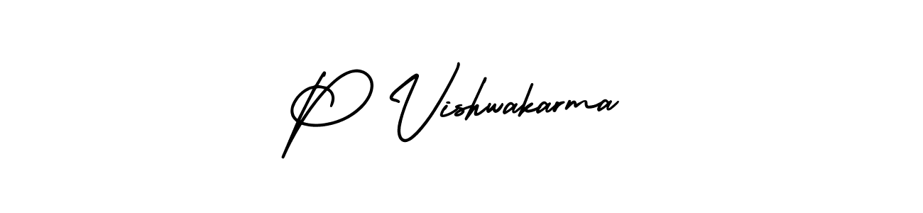 Make a beautiful signature design for name P Vishwakarma. With this signature (AmerikaSignatureDemo-Regular) style, you can create a handwritten signature for free. P Vishwakarma signature style 3 images and pictures png