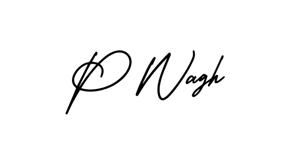 Make a beautiful signature design for name P Wagh. With this signature (AmerikaSignatureDemo-Regular) style, you can create a handwritten signature for free. P Wagh signature style 3 images and pictures png