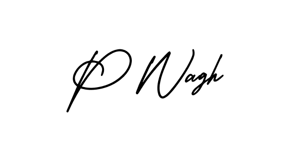 Make a beautiful signature design for name P Wagh. With this signature (AmerikaSignatureDemo-Regular) style, you can create a handwritten signature for free. P Wagh signature style 3 images and pictures png