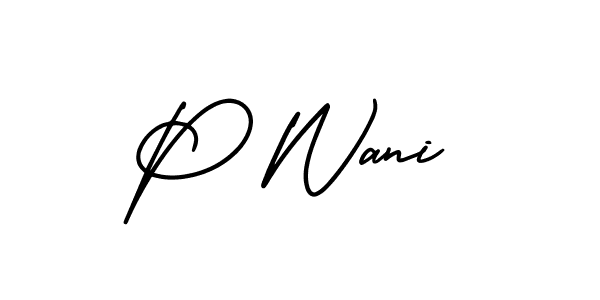 Create a beautiful signature design for name P Wani. With this signature (AmerikaSignatureDemo-Regular) fonts, you can make a handwritten signature for free. P Wani signature style 3 images and pictures png