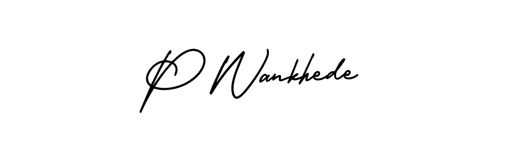 How to make P Wankhede name signature. Use AmerikaSignatureDemo-Regular style for creating short signs online. This is the latest handwritten sign. P Wankhede signature style 3 images and pictures png