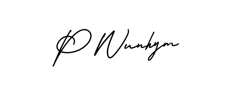 Use a signature maker to create a handwritten signature online. With this signature software, you can design (AmerikaSignatureDemo-Regular) your own signature for name P Wunhym. P Wunhym signature style 3 images and pictures png