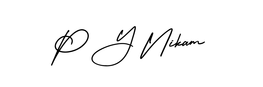 How to make P Y Nikam signature? AmerikaSignatureDemo-Regular is a professional autograph style. Create handwritten signature for P Y Nikam name. P Y Nikam signature style 3 images and pictures png