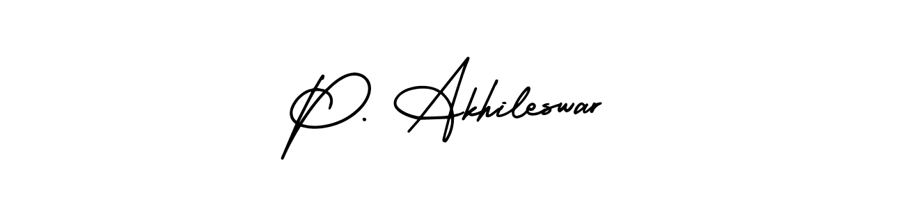 Also we have P. Akhileswar name is the best signature style. Create professional handwritten signature collection using AmerikaSignatureDemo-Regular autograph style. P. Akhileswar signature style 3 images and pictures png