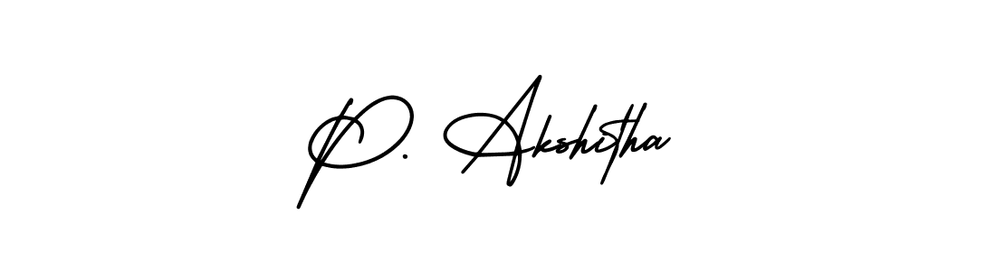 You should practise on your own different ways (AmerikaSignatureDemo-Regular) to write your name (P. Akshitha) in signature. don't let someone else do it for you. P. Akshitha signature style 3 images and pictures png