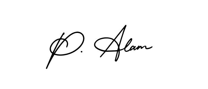 Design your own signature with our free online signature maker. With this signature software, you can create a handwritten (AmerikaSignatureDemo-Regular) signature for name P. Alam. P. Alam signature style 3 images and pictures png