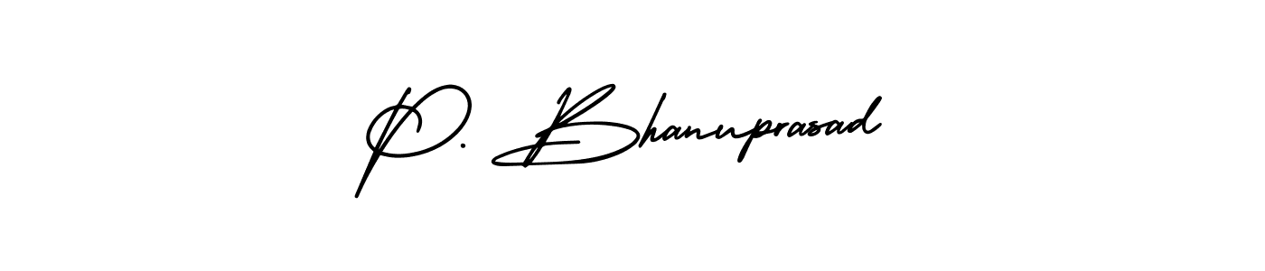 You should practise on your own different ways (AmerikaSignatureDemo-Regular) to write your name (P. Bhanuprasad) in signature. don't let someone else do it for you. P. Bhanuprasad signature style 3 images and pictures png