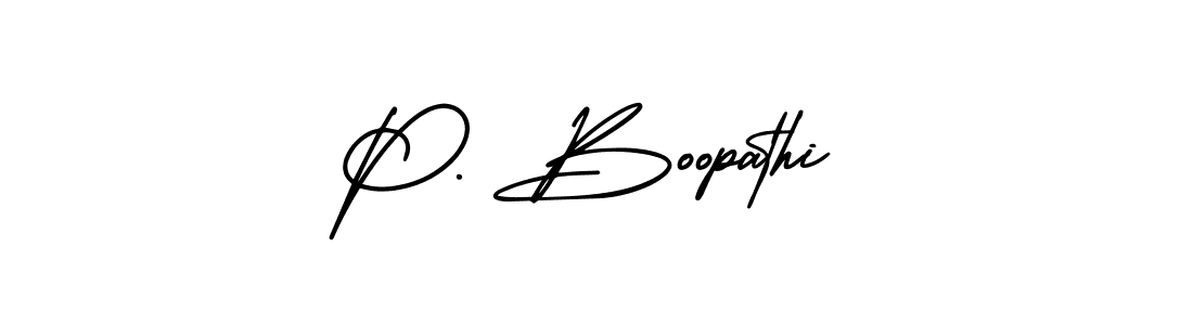 You should practise on your own different ways (AmerikaSignatureDemo-Regular) to write your name (P. Boopathi) in signature. don't let someone else do it for you. P. Boopathi signature style 3 images and pictures png