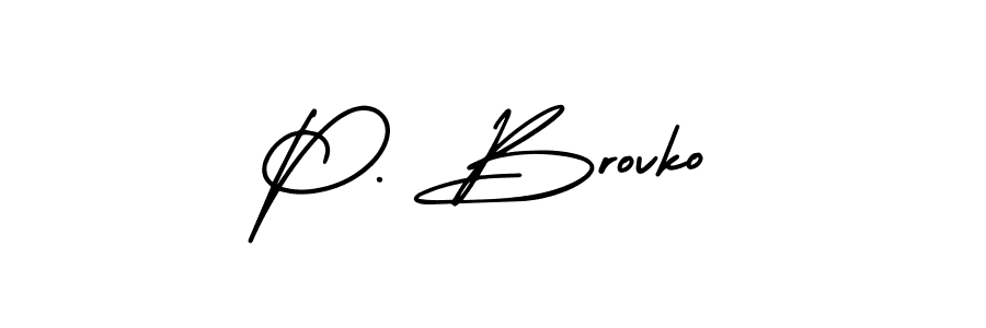 AmerikaSignatureDemo-Regular is a professional signature style that is perfect for those who want to add a touch of class to their signature. It is also a great choice for those who want to make their signature more unique. Get P. Brovko name to fancy signature for free. P. Brovko signature style 3 images and pictures png