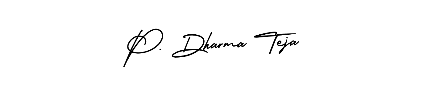 You should practise on your own different ways (AmerikaSignatureDemo-Regular) to write your name (P. Dharma Teja) in signature. don't let someone else do it for you. P. Dharma Teja signature style 3 images and pictures png