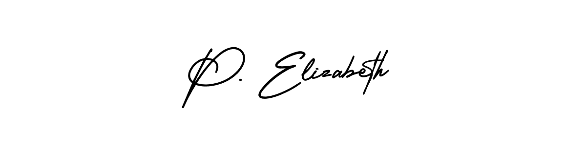 AmerikaSignatureDemo-Regular is a professional signature style that is perfect for those who want to add a touch of class to their signature. It is also a great choice for those who want to make their signature more unique. Get P. Elizabeth name to fancy signature for free. P. Elizabeth signature style 3 images and pictures png