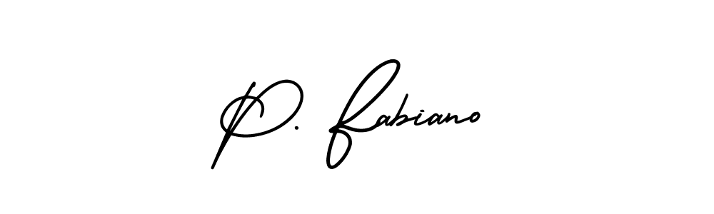 AmerikaSignatureDemo-Regular is a professional signature style that is perfect for those who want to add a touch of class to their signature. It is also a great choice for those who want to make their signature more unique. Get P. Fabiano name to fancy signature for free. P. Fabiano signature style 3 images and pictures png