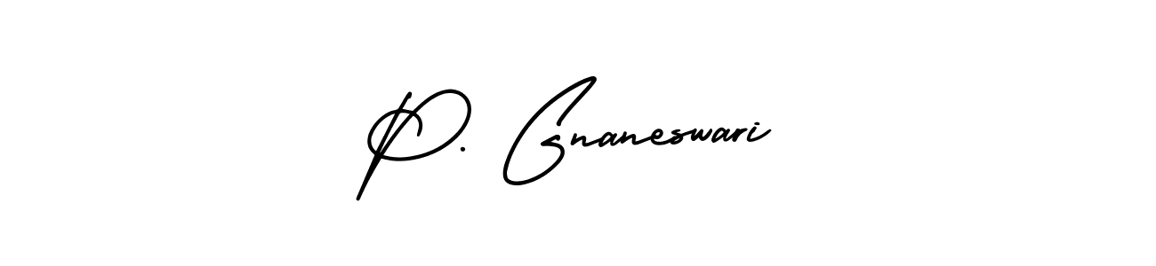 You should practise on your own different ways (AmerikaSignatureDemo-Regular) to write your name (P. Gnaneswari) in signature. don't let someone else do it for you. P. Gnaneswari signature style 3 images and pictures png