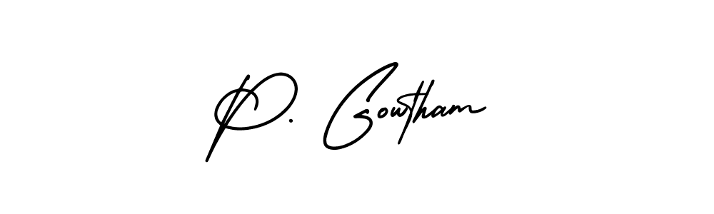 Design your own signature with our free online signature maker. With this signature software, you can create a handwritten (AmerikaSignatureDemo-Regular) signature for name P. Gowtham. P. Gowtham signature style 3 images and pictures png