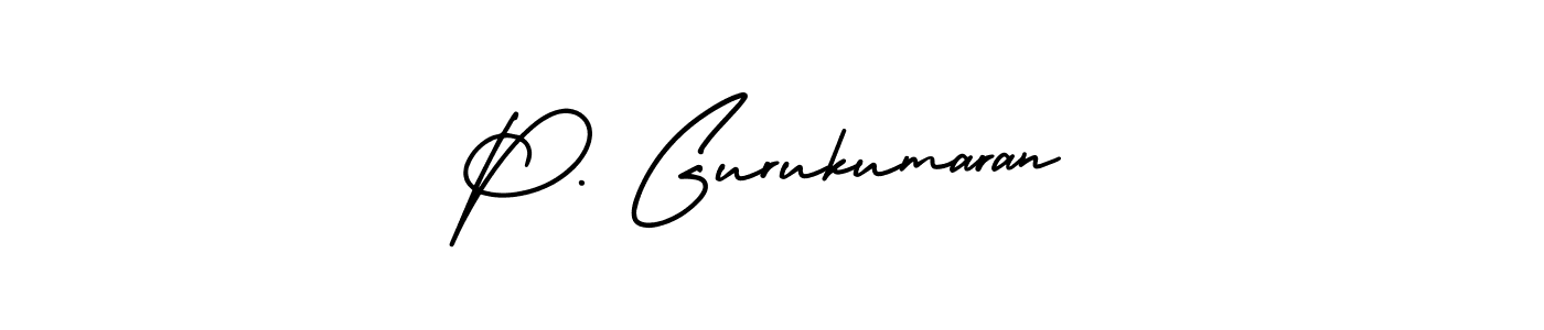 The best way (AmerikaSignatureDemo-Regular) to make a short signature is to pick only two or three words in your name. The name P. Gurukumaran include a total of six letters. For converting this name. P. Gurukumaran signature style 3 images and pictures png
