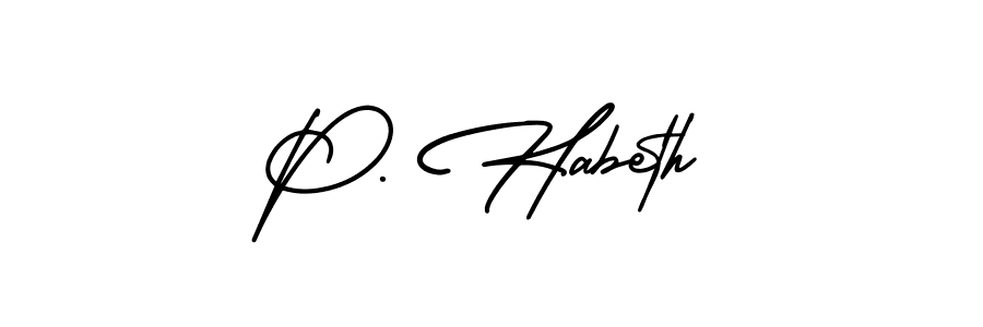 Design your own signature with our free online signature maker. With this signature software, you can create a handwritten (AmerikaSignatureDemo-Regular) signature for name P. Habeth. P. Habeth signature style 3 images and pictures png