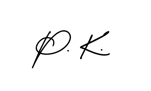 The best way (AmerikaSignatureDemo-Regular) to make a short signature is to pick only two or three words in your name. The name P. K. include a total of six letters. For converting this name. P. K. signature style 3 images and pictures png