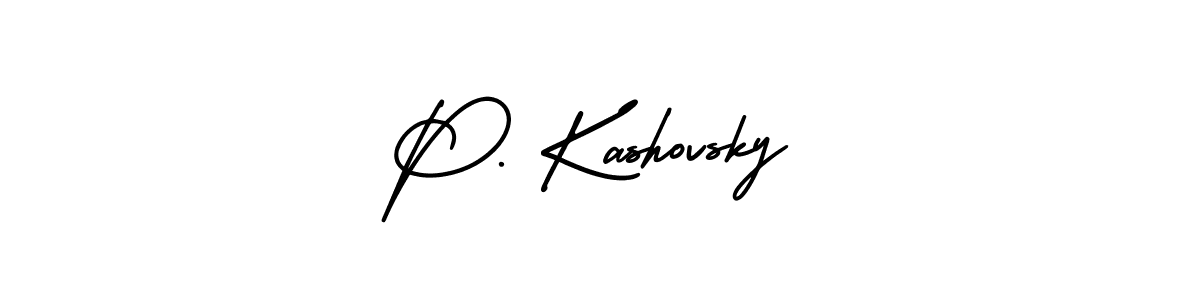 You should practise on your own different ways (AmerikaSignatureDemo-Regular) to write your name (P. Kashovsky) in signature. don't let someone else do it for you. P. Kashovsky signature style 3 images and pictures png