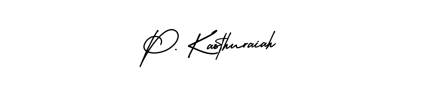 How to make P. Kasthuraiah name signature. Use AmerikaSignatureDemo-Regular style for creating short signs online. This is the latest handwritten sign. P. Kasthuraiah signature style 3 images and pictures png