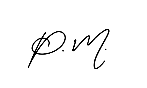 Make a beautiful signature design for name P. M.. With this signature (AmerikaSignatureDemo-Regular) style, you can create a handwritten signature for free. P. M. signature style 3 images and pictures png