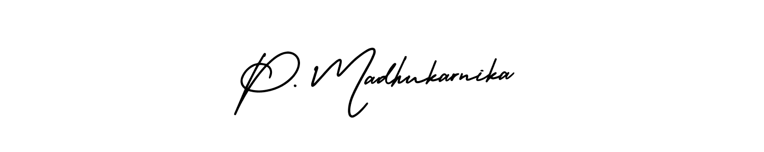 P. Madhukarnika stylish signature style. Best Handwritten Sign (AmerikaSignatureDemo-Regular) for my name. Handwritten Signature Collection Ideas for my name P. Madhukarnika. P. Madhukarnika signature style 3 images and pictures png
