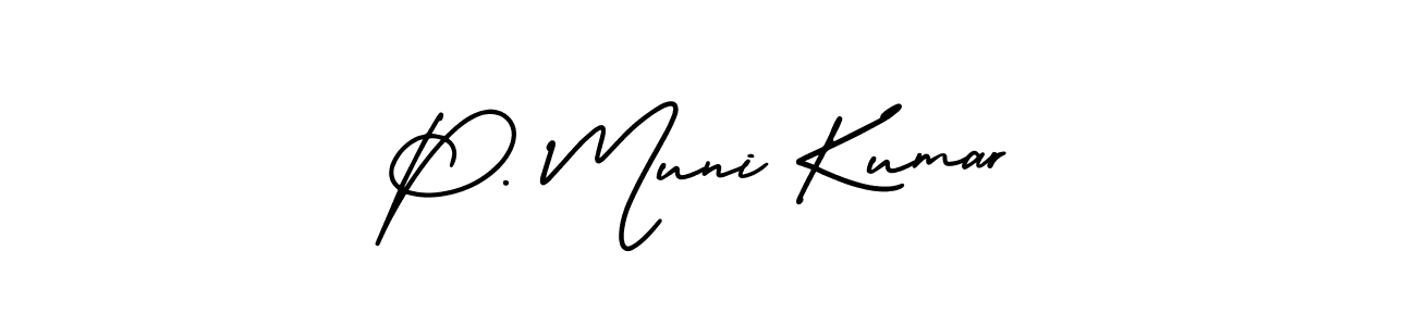 P. Muni Kumar stylish signature style. Best Handwritten Sign (AmerikaSignatureDemo-Regular) for my name. Handwritten Signature Collection Ideas for my name P. Muni Kumar. P. Muni Kumar signature style 3 images and pictures png