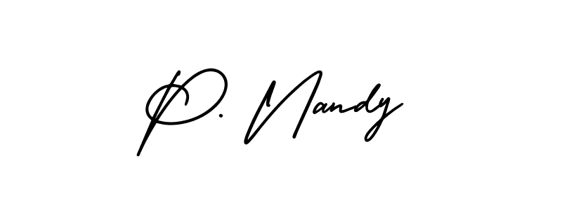 This is the best signature style for the P. Nandy name. Also you like these signature font (AmerikaSignatureDemo-Regular). Mix name signature. P. Nandy signature style 3 images and pictures png