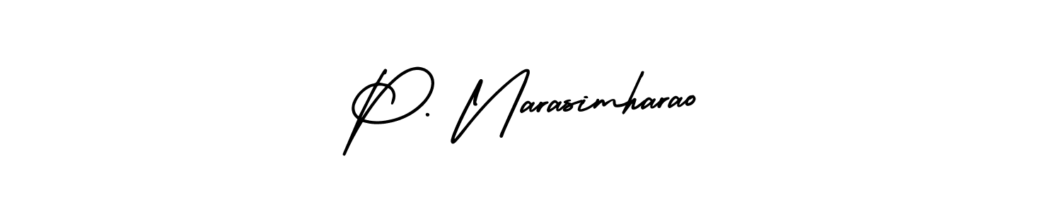 You should practise on your own different ways (AmerikaSignatureDemo-Regular) to write your name (P. Narasimharao) in signature. don't let someone else do it for you. P. Narasimharao signature style 3 images and pictures png