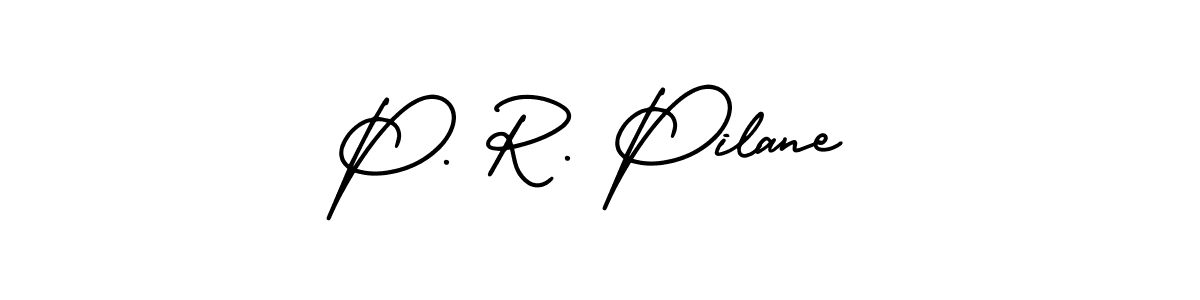 The best way (AmerikaSignatureDemo-Regular) to make a short signature is to pick only two or three words in your name. The name P. R. Pilane include a total of six letters. For converting this name. P. R. Pilane signature style 3 images and pictures png