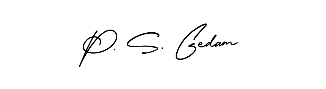 The best way (AmerikaSignatureDemo-Regular) to make a short signature is to pick only two or three words in your name. The name P. S. Gedam include a total of six letters. For converting this name. P. S. Gedam signature style 3 images and pictures png