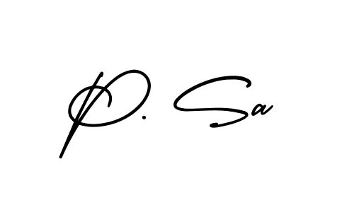 The best way (AmerikaSignatureDemo-Regular) to make a short signature is to pick only two or three words in your name. The name P. Sa include a total of six letters. For converting this name. P. Sa signature style 3 images and pictures png