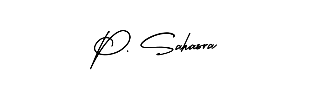 Design your own signature with our free online signature maker. With this signature software, you can create a handwritten (AmerikaSignatureDemo-Regular) signature for name P. Sahasra. P. Sahasra signature style 3 images and pictures png