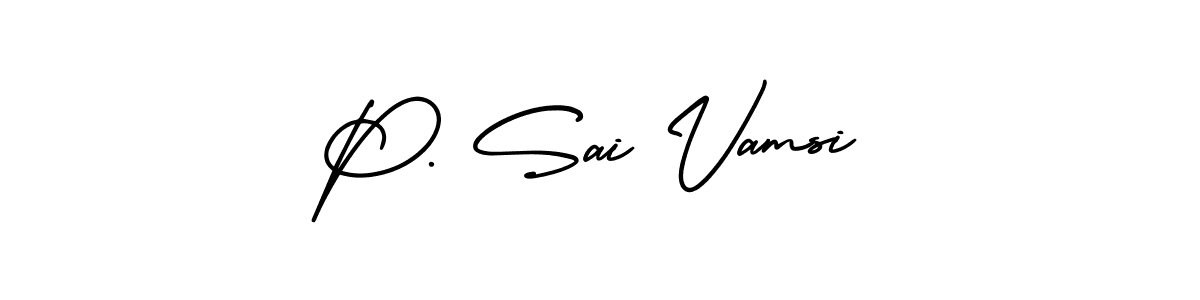 The best way (AmerikaSignatureDemo-Regular) to make a short signature is to pick only two or three words in your name. The name P. Sai Vamsi include a total of six letters. For converting this name. P. Sai Vamsi signature style 3 images and pictures png