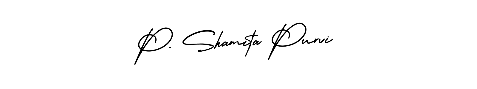 AmerikaSignatureDemo-Regular is a professional signature style that is perfect for those who want to add a touch of class to their signature. It is also a great choice for those who want to make their signature more unique. Get P. Shamita Purvi name to fancy signature for free. P. Shamita Purvi signature style 3 images and pictures png