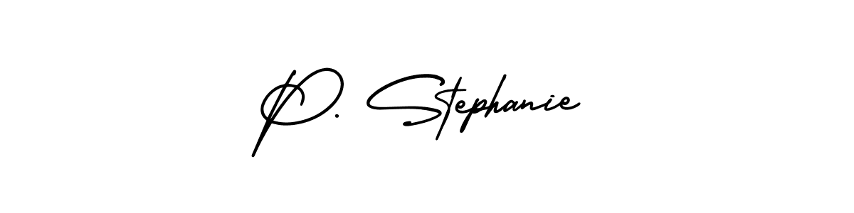 You should practise on your own different ways (AmerikaSignatureDemo-Regular) to write your name (P. Stephanie) in signature. don't let someone else do it for you. P. Stephanie signature style 3 images and pictures png