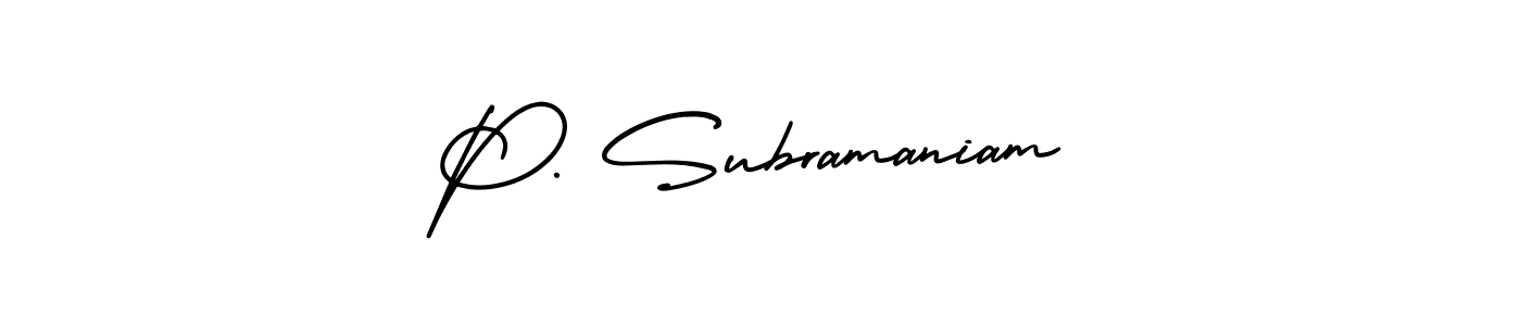 if you are searching for the best signature style for your name P. Subramaniam. so please give up your signature search. here we have designed multiple signature styles  using AmerikaSignatureDemo-Regular. P. Subramaniam signature style 3 images and pictures png